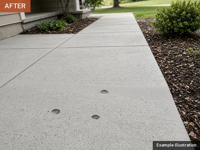 Example illustration: the same panel lifted level with its neighbors and the holes patched